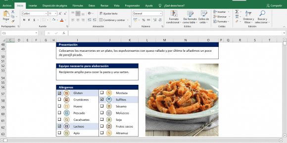 Escandallo de un plato en Excel