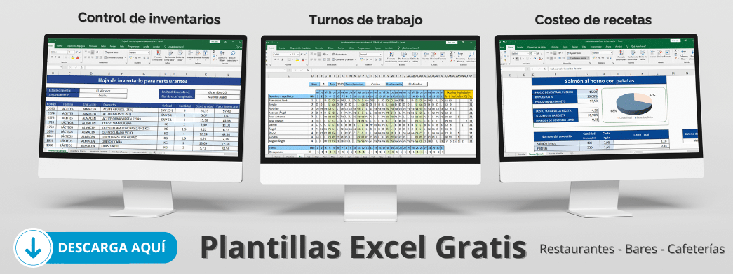 Plantillas Excel gratis Restaurantes class=