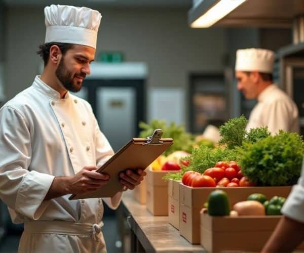 Proceso de recepción de mercancías en un restaurante