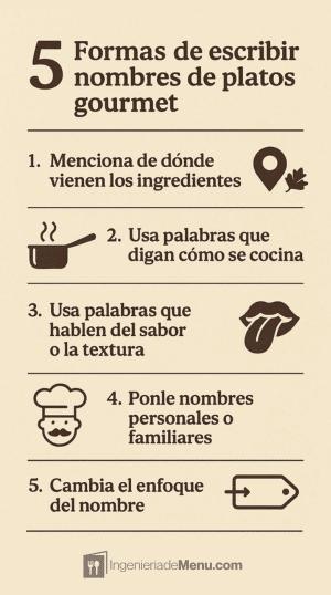 Formas de escribir nombres de platos gourmet