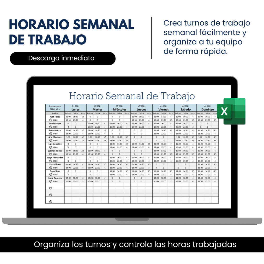 Horario semanal de trabajo para restaurantes - Imagen 3