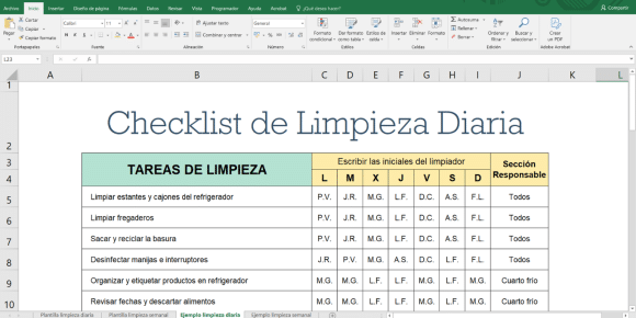 Checklist de limpieza de cocina
