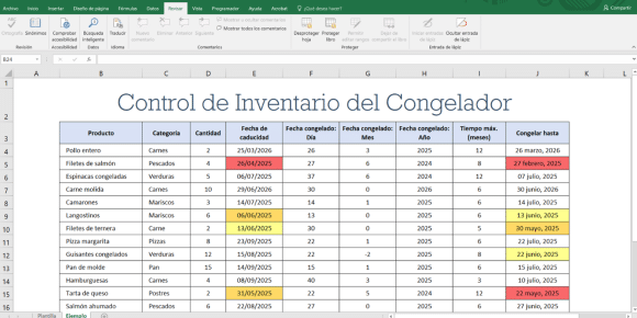 Inventario de productos congelados