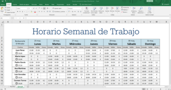 Horario semanal de trabajo