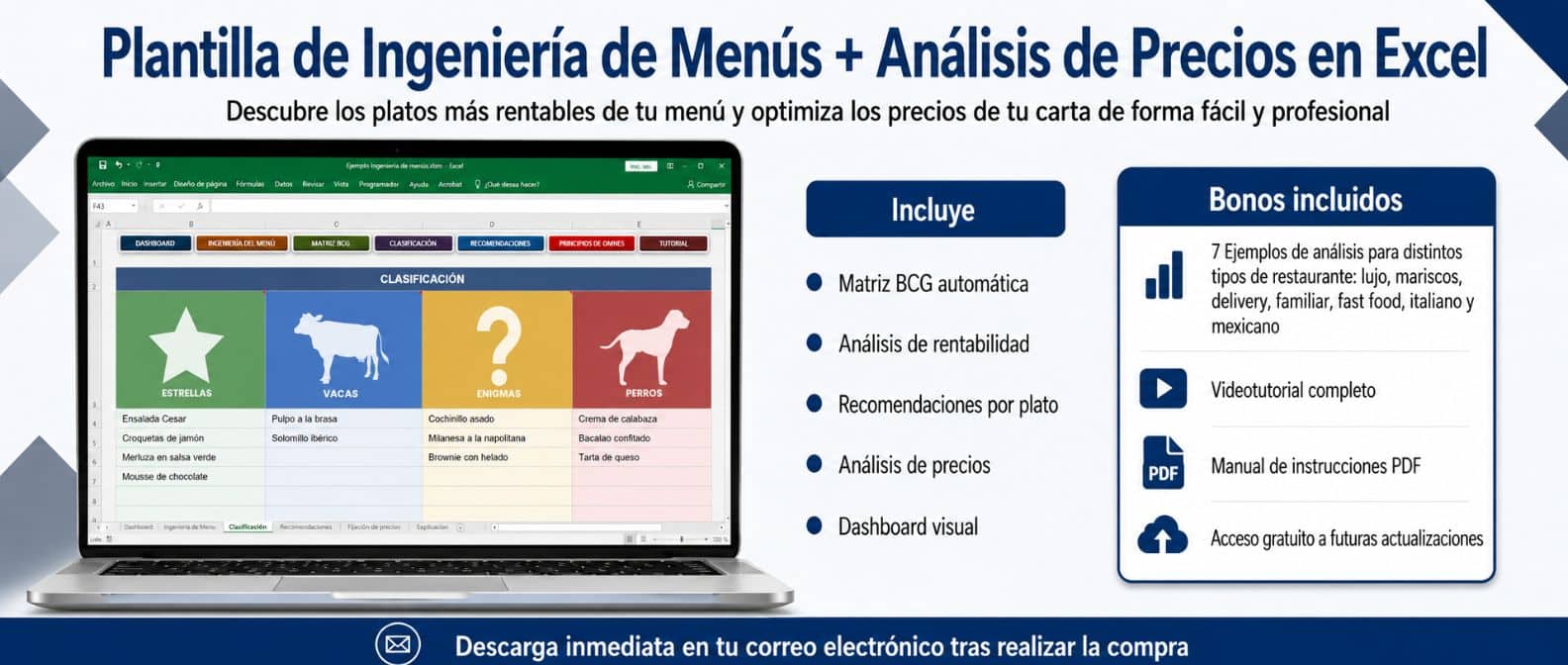 Plantilla de ingenieria de menus en excel