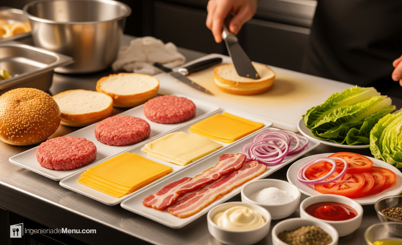 Receta estandarizada de una hamburguesa