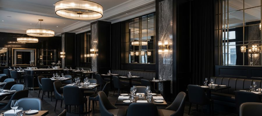 uso del color negro en diseño de restaurantes elegantes