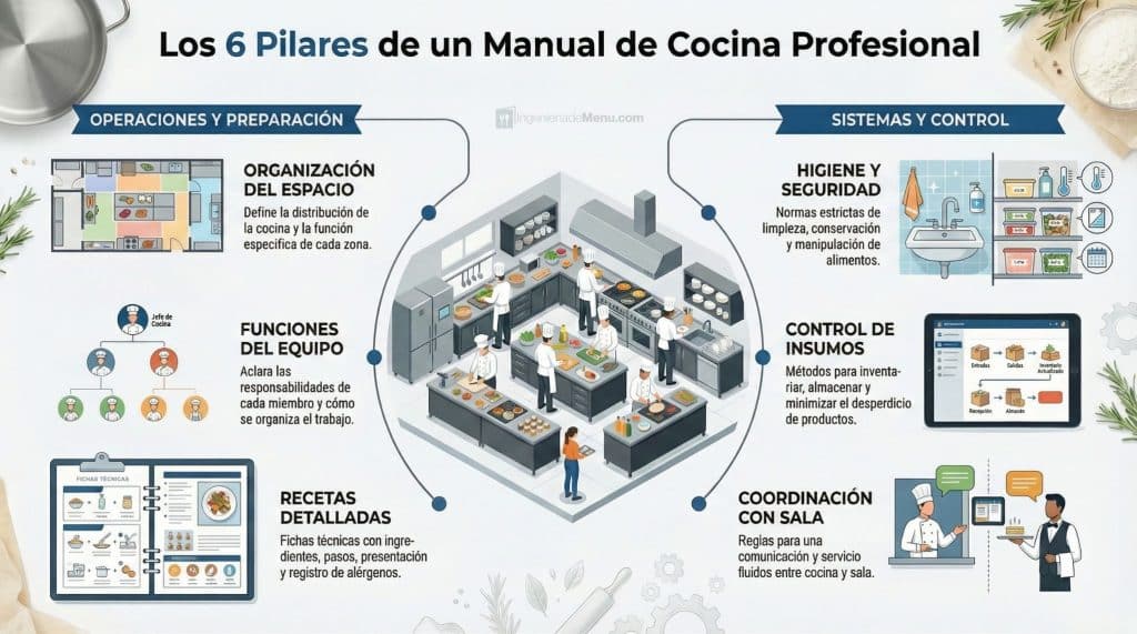 Qué debe incluir un manual de cocina profesional