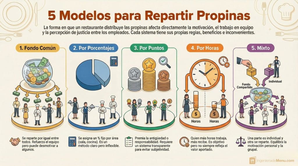 5 Formas de repatir las propinas en un restaurante