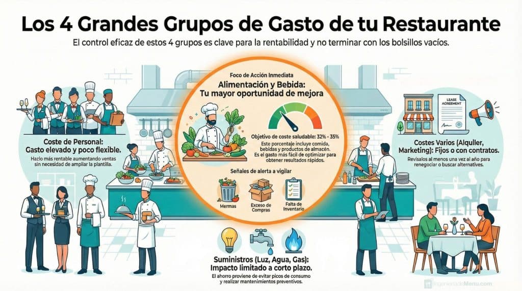 Categorías de gasto en un restaurante