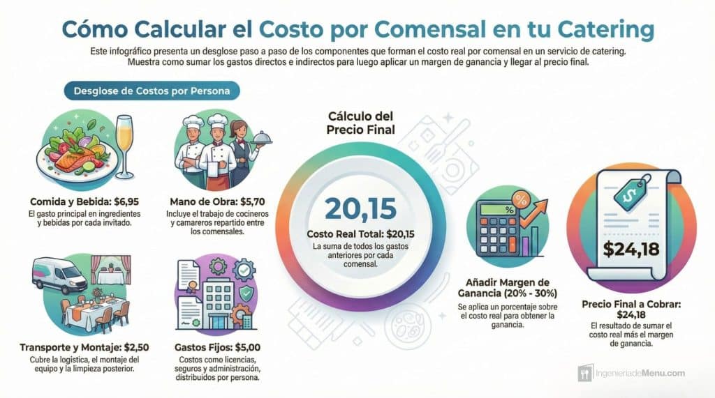 Cómo calcular el costo real por comensal en tu catering