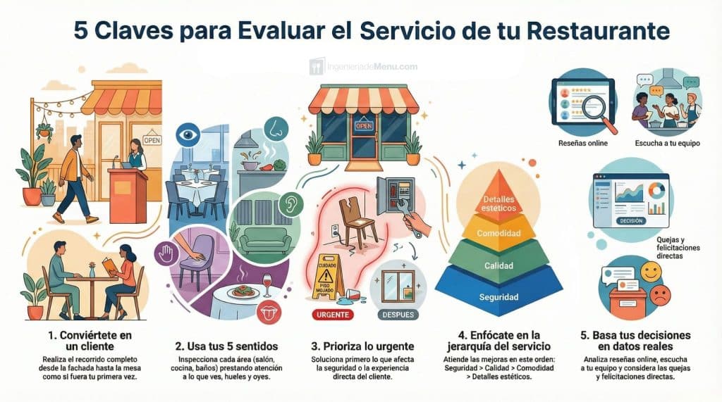 Cómo se evalua el servicio de un restaurante