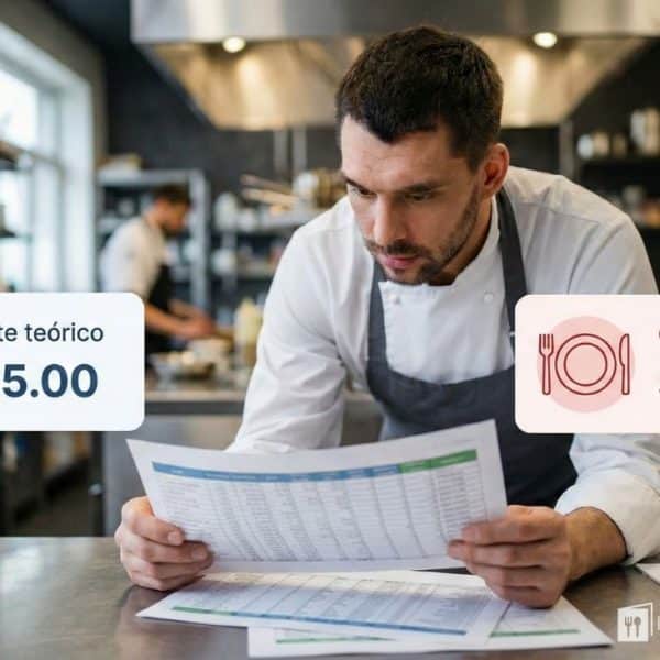 Coste teórico y coste real en un restaurante