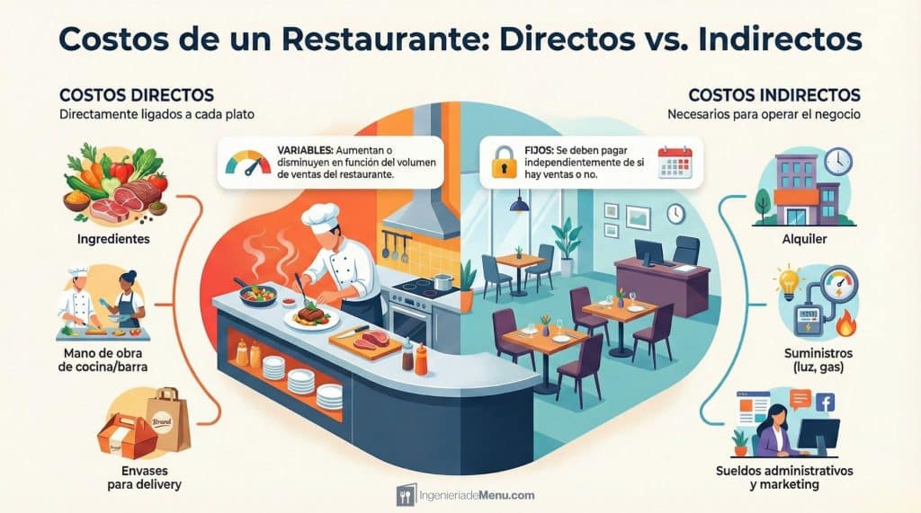 Ejemplos de Costos directos e indirectos de un restaurante