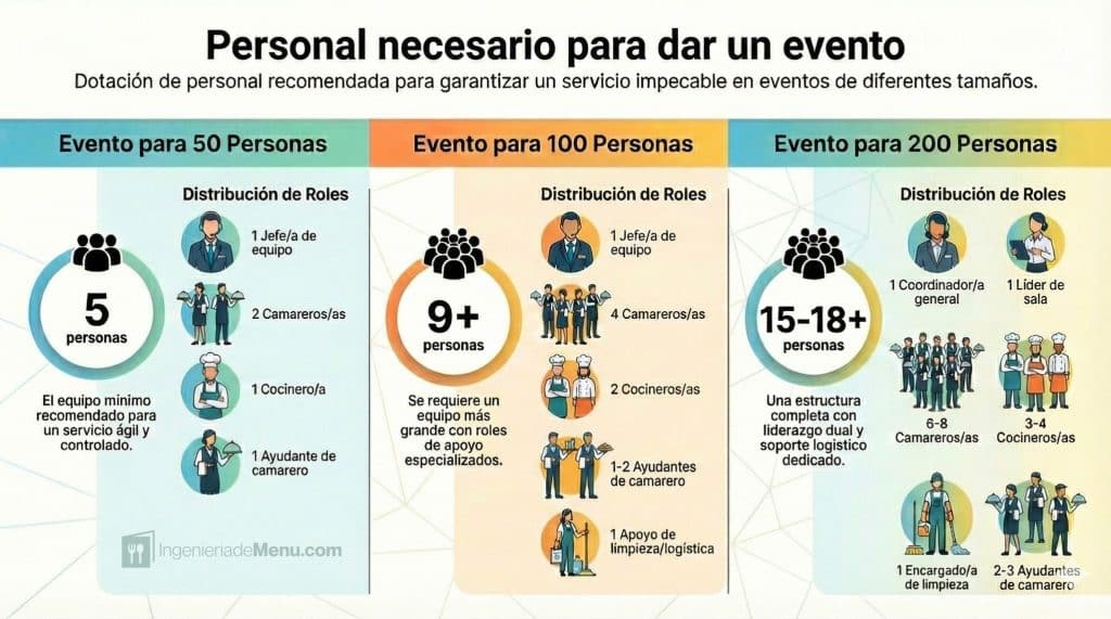Personal necesario para dar un evento