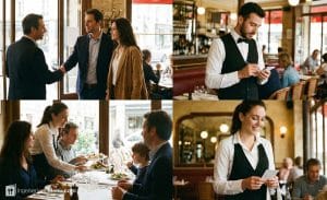 Protocolo de servicio al cliente en un restaurante