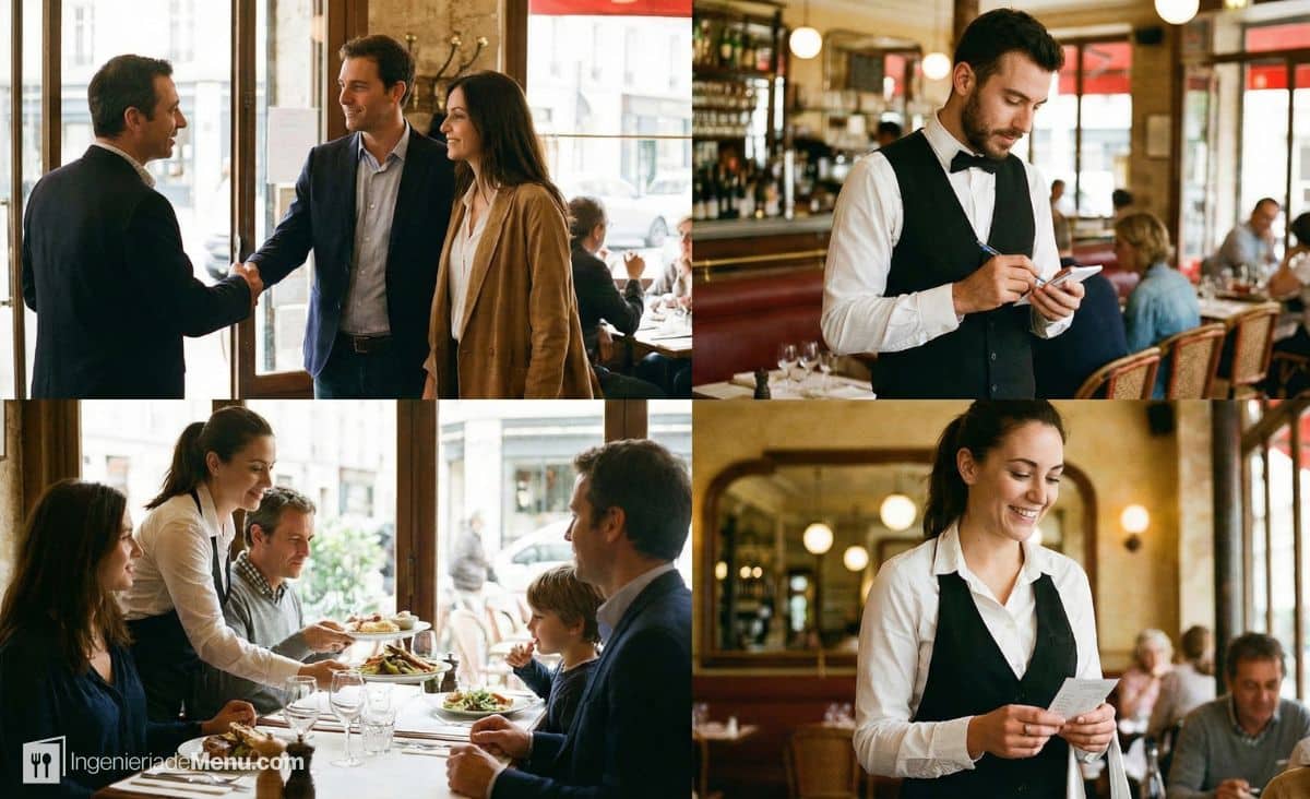 Protocolo de servicio al cliente en un restaurante
