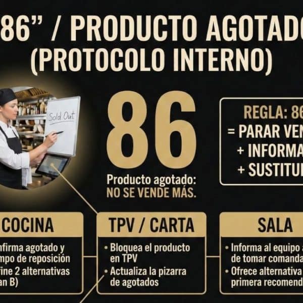 Protocolo 86 en servicio: Cómo actuar si se termina un plato