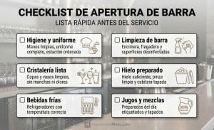 Checklist de apertura y cierre de barra: Rutina obligatoria