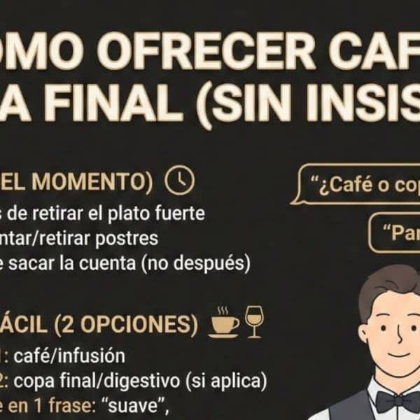 Técnicas de venta: Cómo ofrecer café y copa final sin insistir