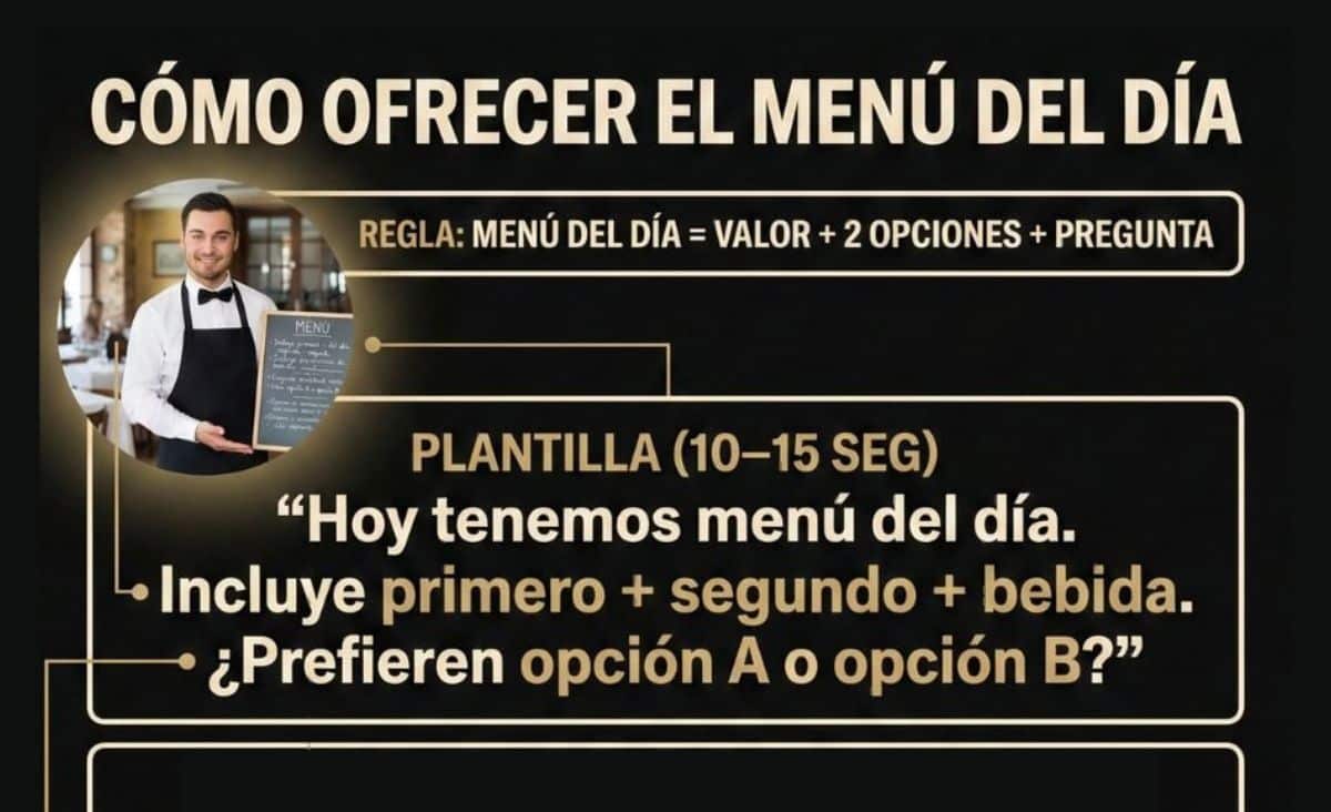 Técnicas de venta: Cómo ofrecer el menú del día