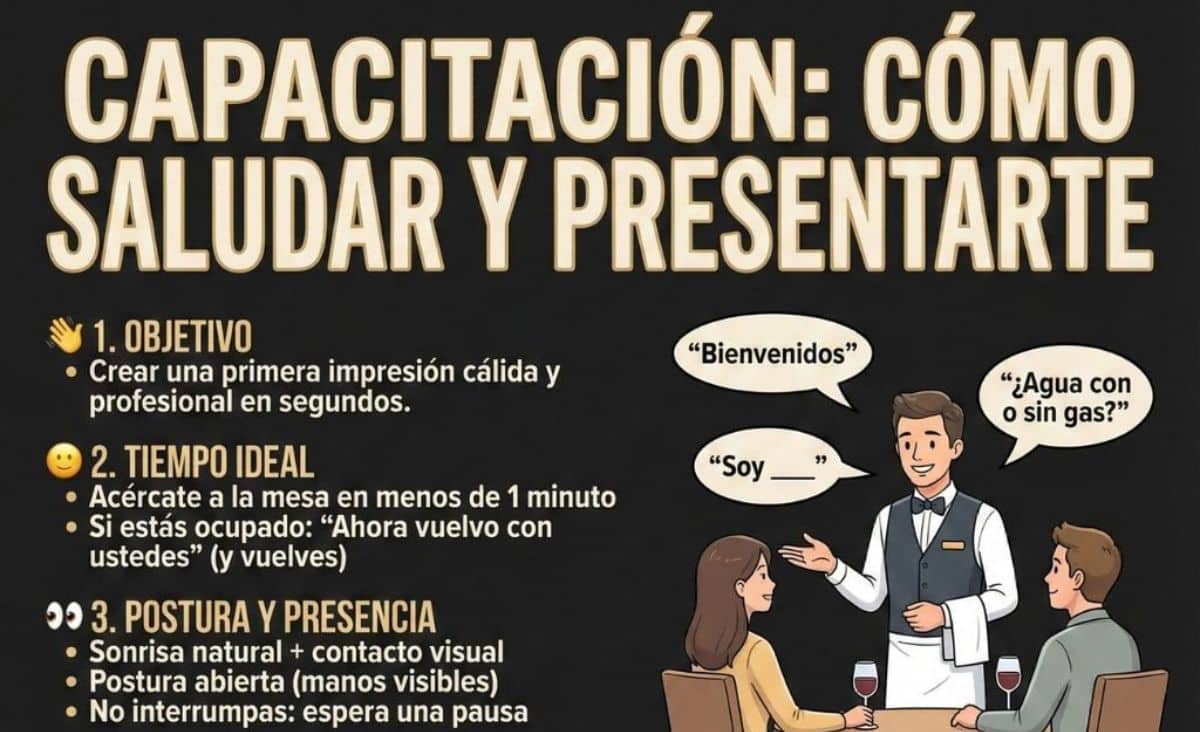Cómo saludar y presentarte a los clientes en un restaurante