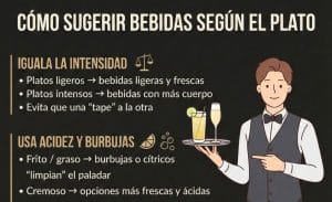 Técnicas de venta: Cómo sugerir bebidas según el plato