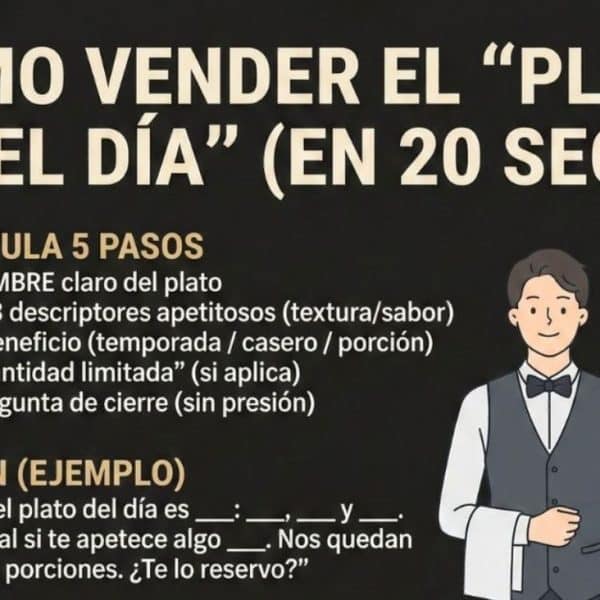 Técnicas de venta: Cómo vender el plato del día en 20 segundos