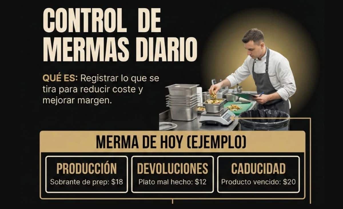 Control de mermas diario en cocina