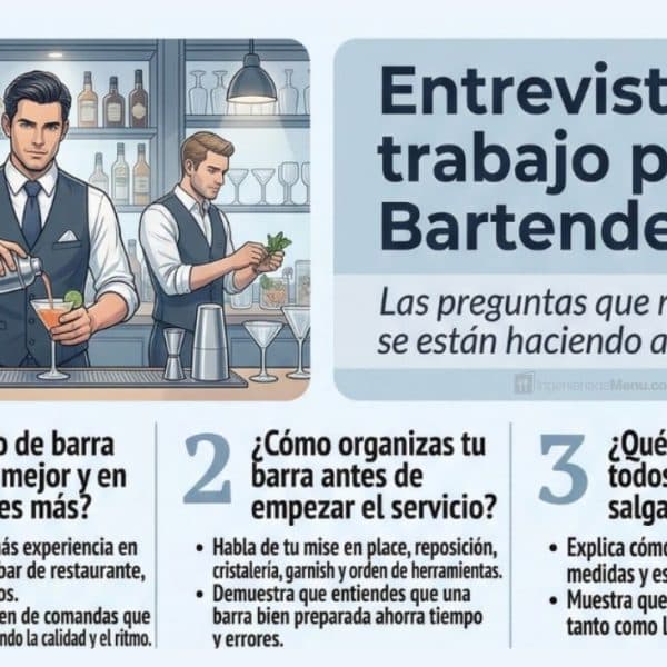 Preguntas y respuestas para entrevista de Bartender