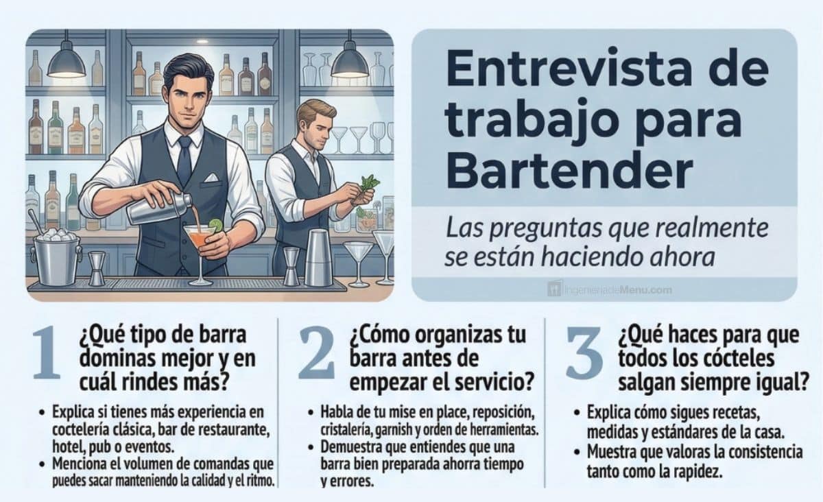 Preguntas y respuestas para entrevista de Bartender