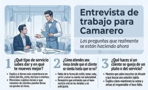 Preguntas y respuestas para entrevista de Camarero