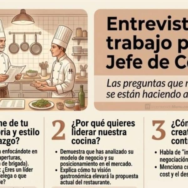 Preguntas y respuestas para entrevista de Jefe de Cocina