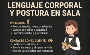 Lenguaje corporal y postura en sala: Normas para camareros