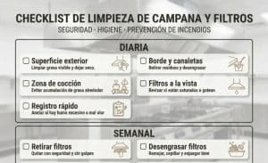 Checklist de campanas y filtros de cocina: Cómo hacer limpieza profunda