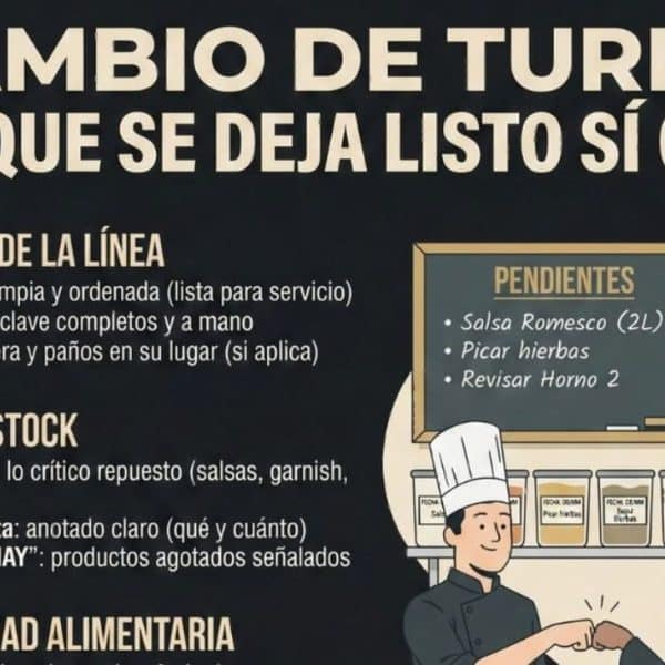 Protocolo de cambio de turno en cocina