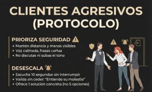 Protocolo de clientes agresivos en un restaurante: Reglas de actuación