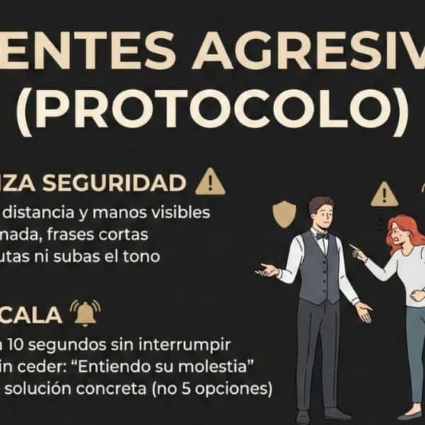 Protocolo de clientes agresivos en un restaurante: Reglas de actuación