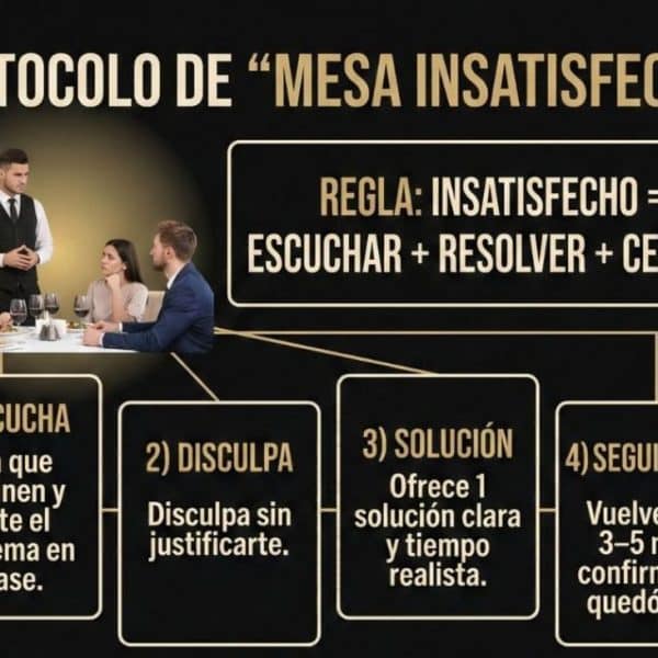 Protocolo de mesa insatisfecha en un restaurante: Cómo actuar