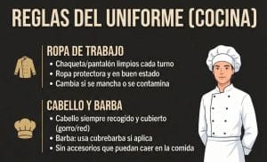 Normas del uniforme en cocina: Checklist de higiene y cumplimiento
