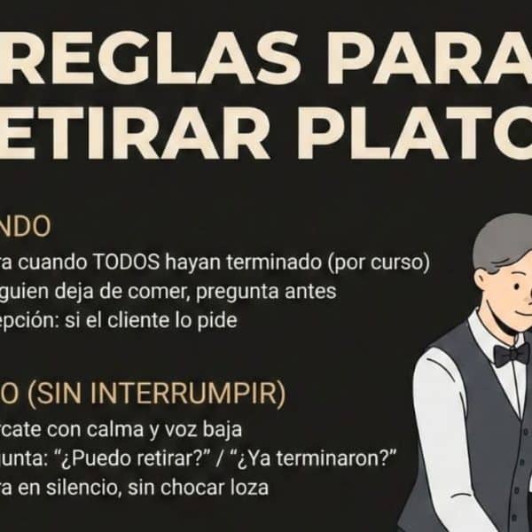 Reglas para retirar los platos: Procedimiento paso a paso
