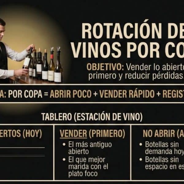 Rotación de vinos por copa: cómo vender primero el abierto