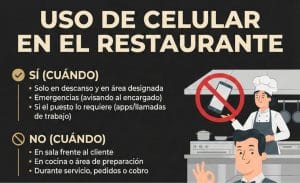 Uso de celular en el restaurante: Reglamento para sala y cocina