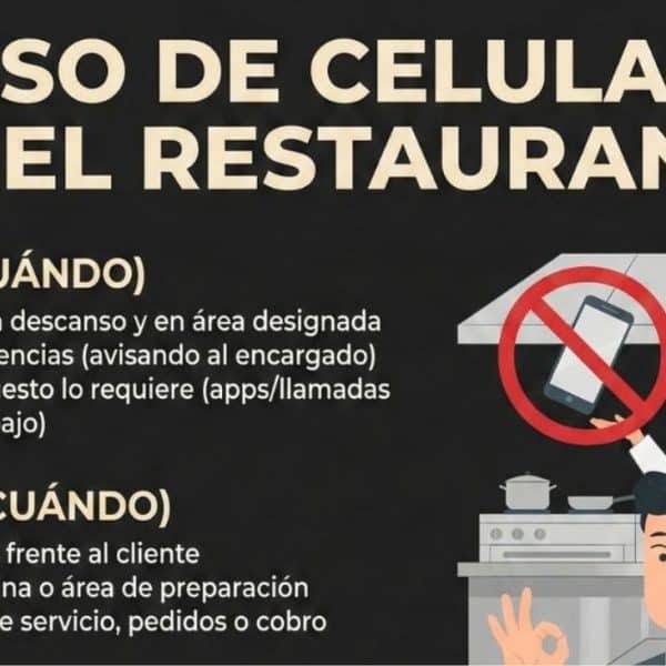 Uso de celular en el restaurante: Reglamento para sala y cocina