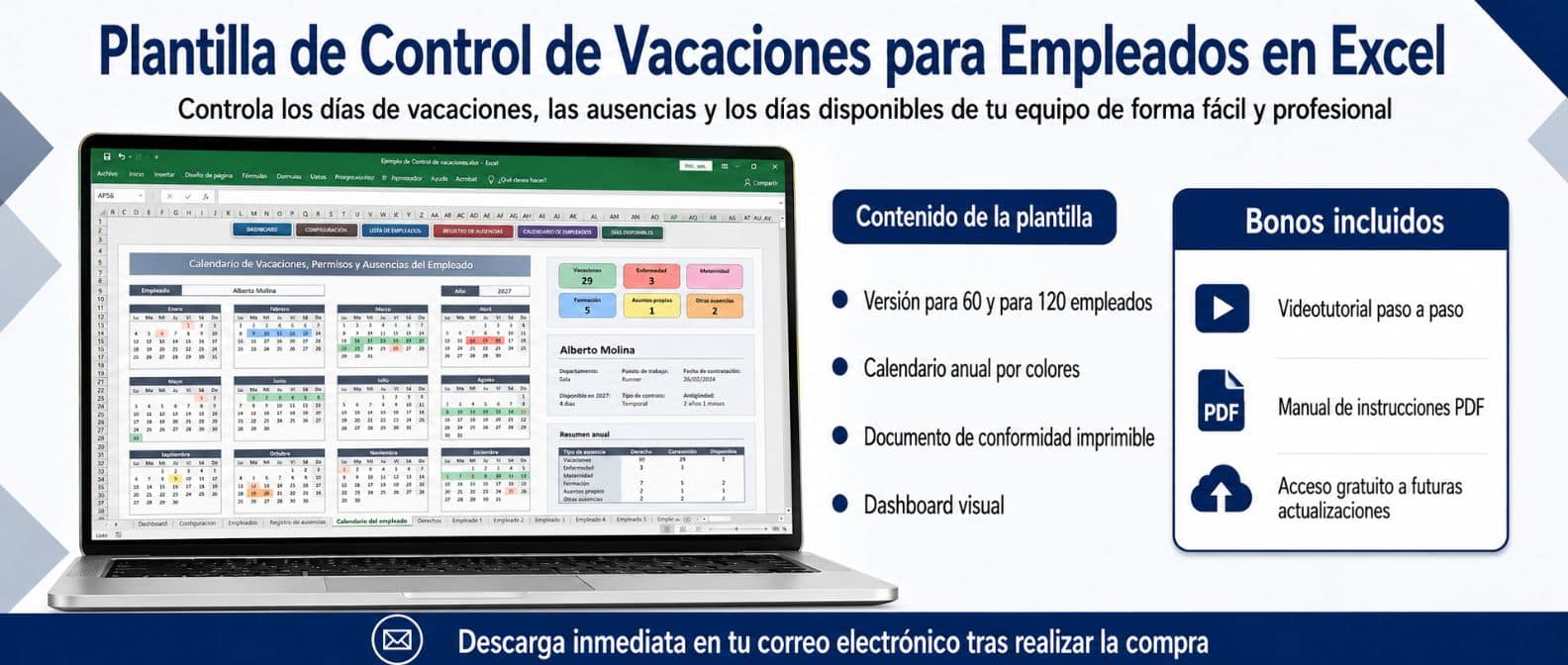 Plantilla de control de vacaciones para empleados en excel