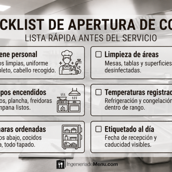 Checklist de apertura y cierre de cocina: Guía práctica diaria