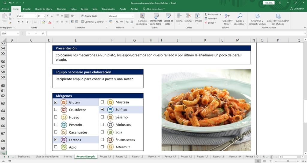 Ficha tecnica con alergenos y presentacion