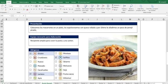 Ficha tecnica con alergenos y presentacion