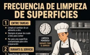 ¿Cada cuánto limpiar las superficies de una cocina profesional?