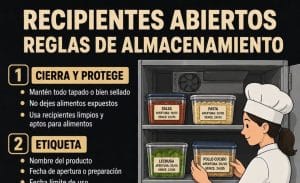 Cómo almacenar correctamente recipientes abiertos en un restaurante